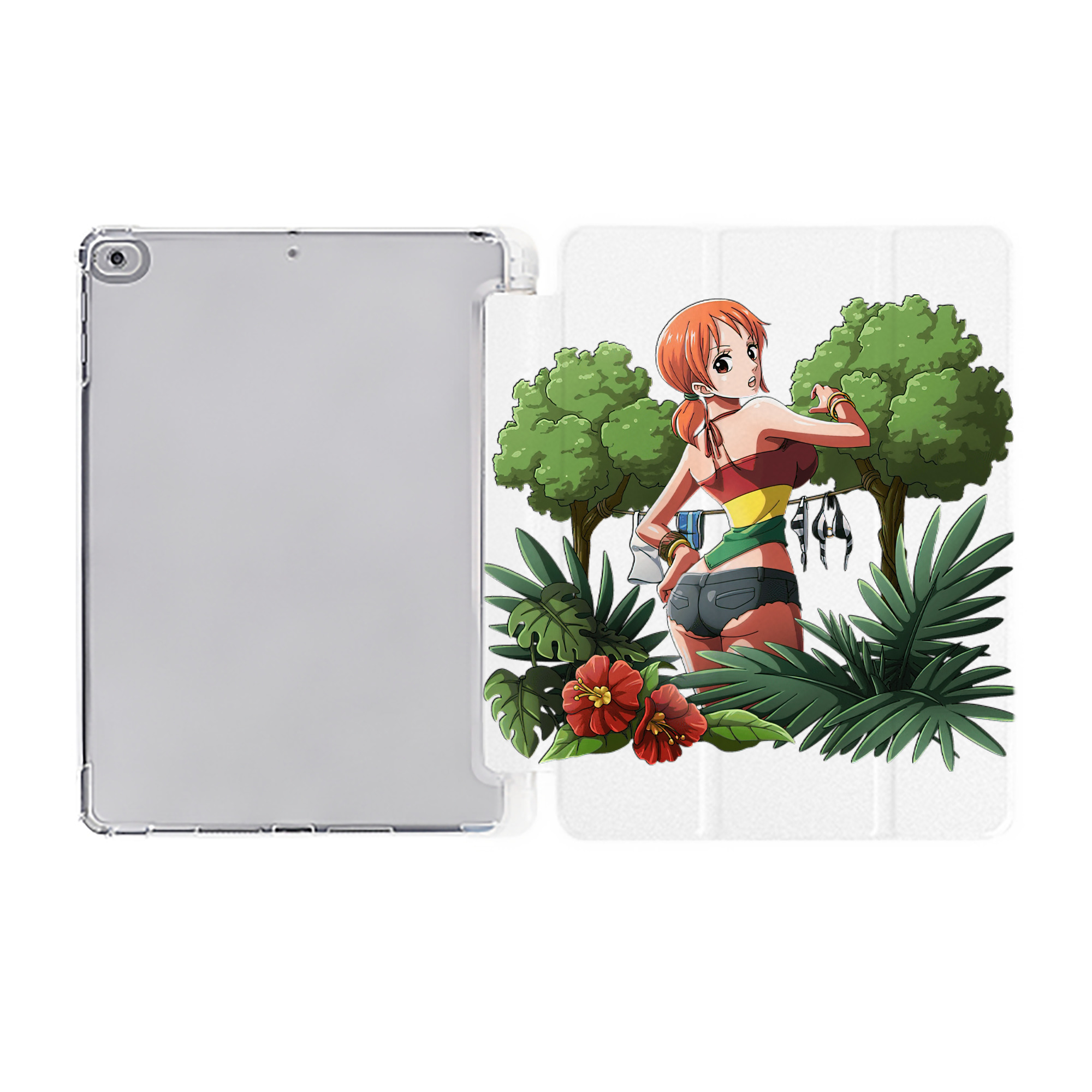 （画像用） ワンピース ナミ ONE PIECE Nami IPad ケース ペン収納付き 三つ折りスタンド PUレザー×シリコン 対応機種9.5/10.5/10.9インチ